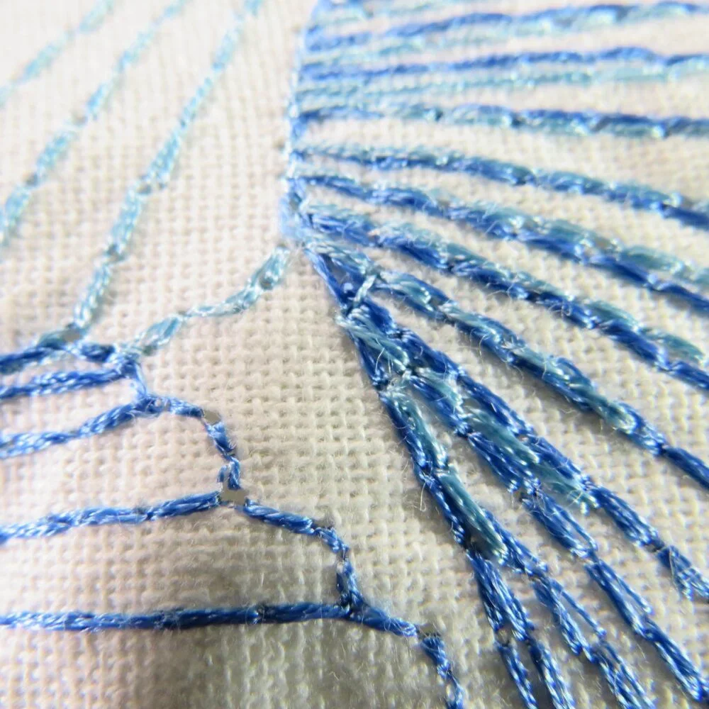 N/A blue embroidered